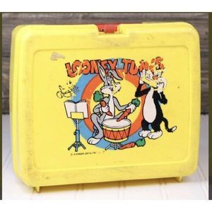 Vintage Yellow Warner Bros Looney Tunes School Lunch Box 1978 Bugs Bunny